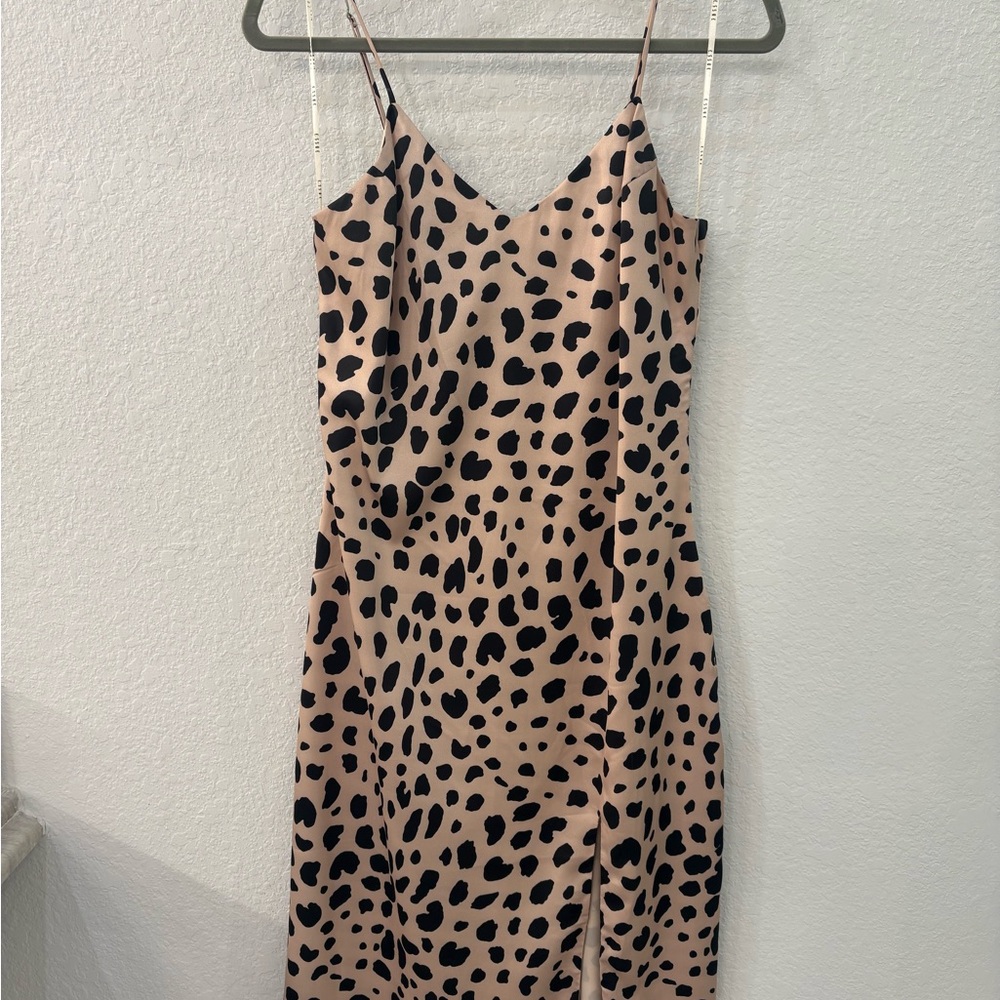 E.ssue Tan and Black Animal Print Midi Dress